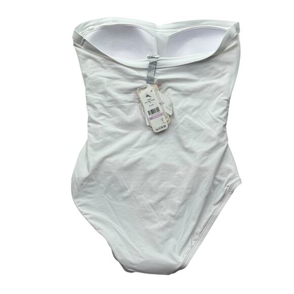 Tommy Bahama Pearl Shirred Bandeau One Piece Swimsuit White Size 6 NWT - Picture 7 of 12
